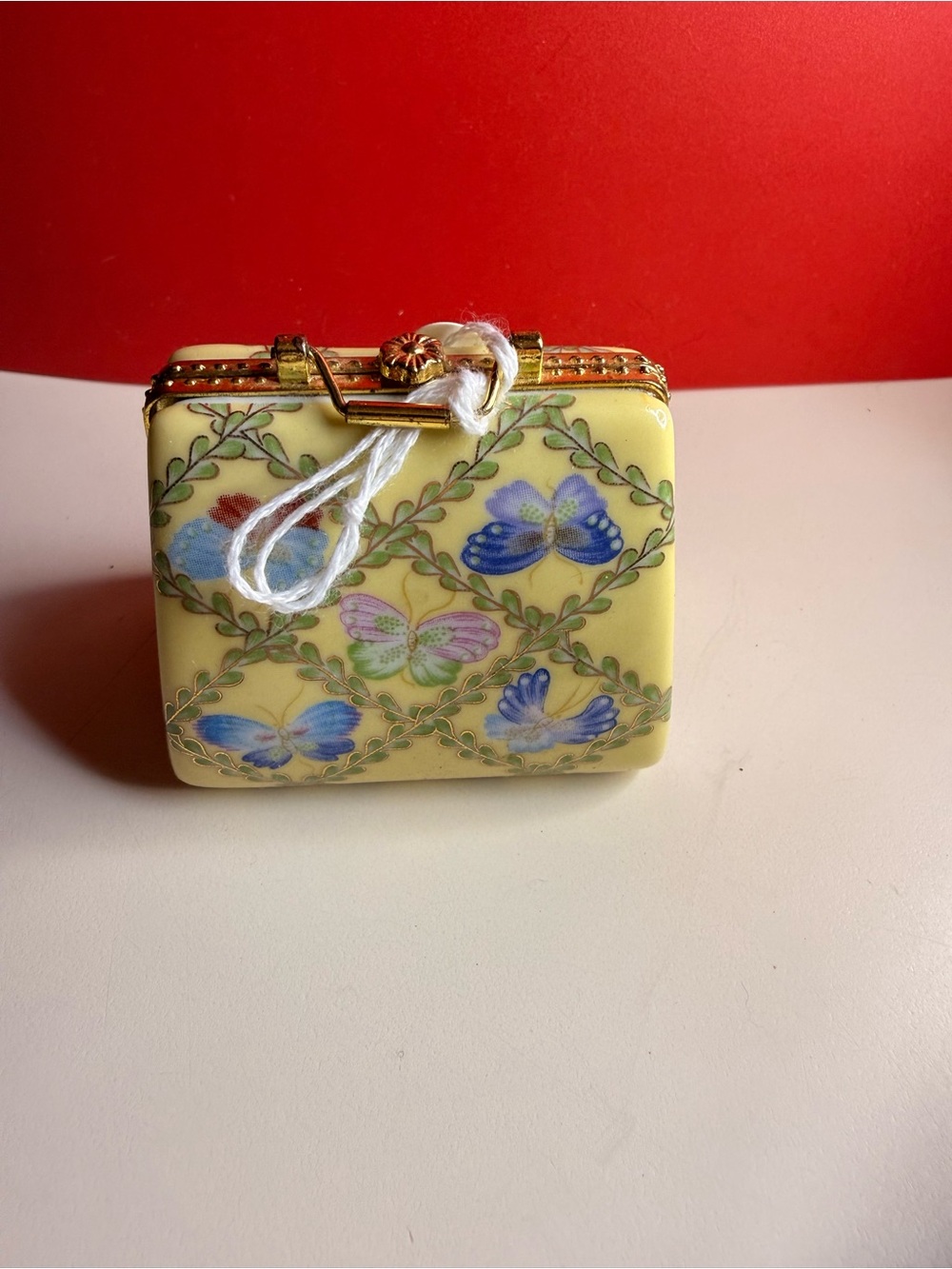 Butterfly Print Yellow Minaudière Trinket
